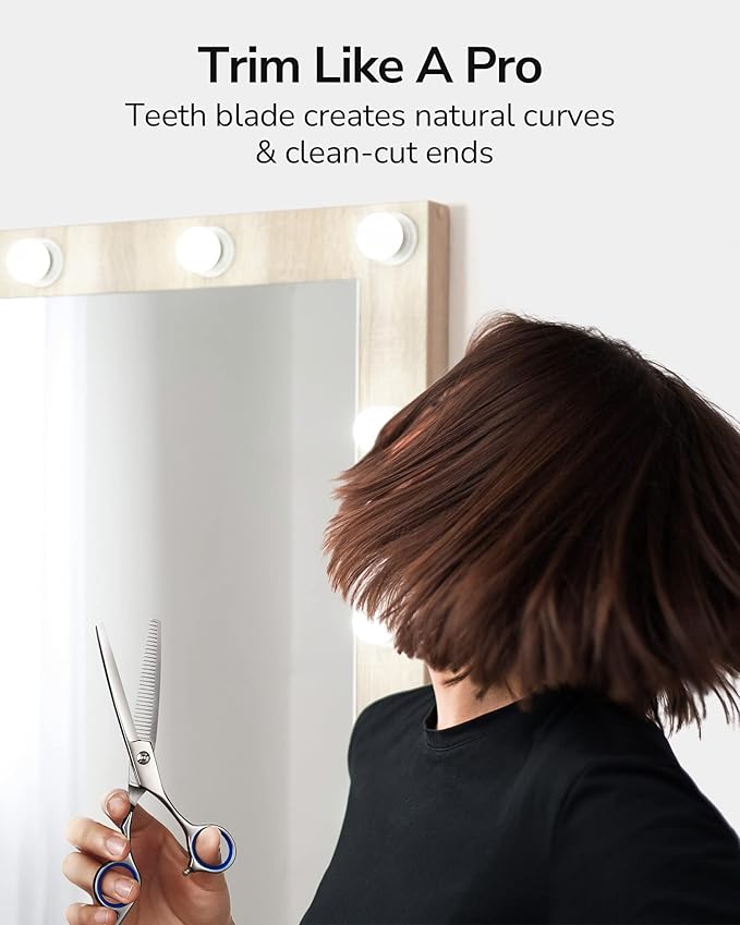 ULG Professional Thinning Shears with Leather Case - 6.5“ Japanese Stainless Steel Texturizing & Hair Cutting Scissors for Salon & Home Use