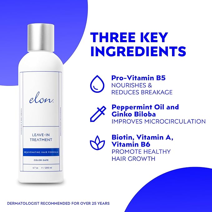 Elon Thinning Hair Leave In Treatment (6.7oz) — Hair Growth Products for Women — Scalp Health & Conditioner — Color Safe & Paraben-Free