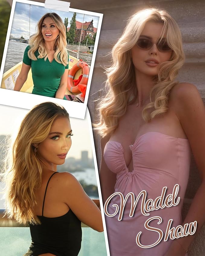 PANEWAY 16Inch Hair Toppers for Women with Thinning Hair - 6.5''x6.5'' Ladies Wiglets Toppers - Ombre Dark Root to Blonde