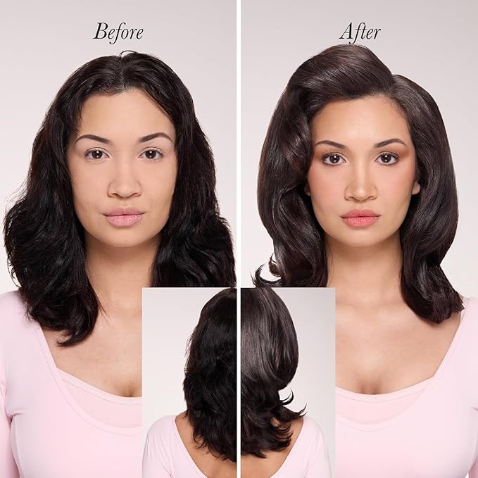 L'ANGE HAIR Le Volume Elevé 65MM 2-in-1 Titanium Brush Dryer | Dry and Style | Unique Teardrop Shape Barrel | 3 Heat Settings | 360° Vented Airflow | Ionic Technology for Frizz-Free Styling (Black)