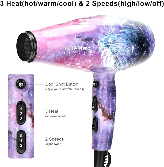 PARWIN PRO BEAUTY Hair Styling Set - 1875w Professional Hair Dryer - 1 Inch Titanium Curling Iron- 1 Inch Anti-Static Hair Straightener- Negative Ionic Technology - Pack of 3, for All Hair Types