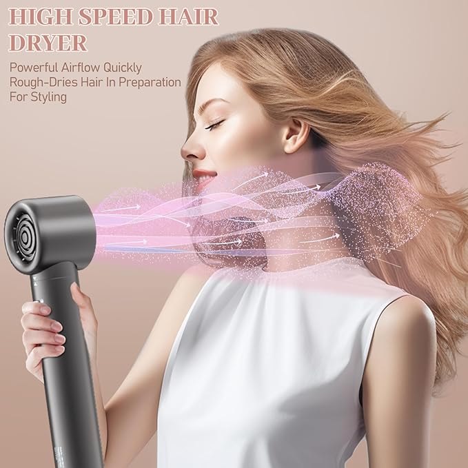 6 in 1 Air Styling & Drying System, Powerful High Speed Hair Dryer Brush & Multi-Styler with Auto Wrap Curlers,Hair Straightener Brush,Round Volumizing Brush,Soft Smoothing Brush