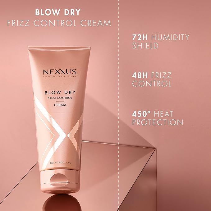 Nexxus Smooth Blow Dry Balm & Heat Protect Styling Cream 6 oz & Ultra Lightweight Hair Repair Oil 3.3 oz