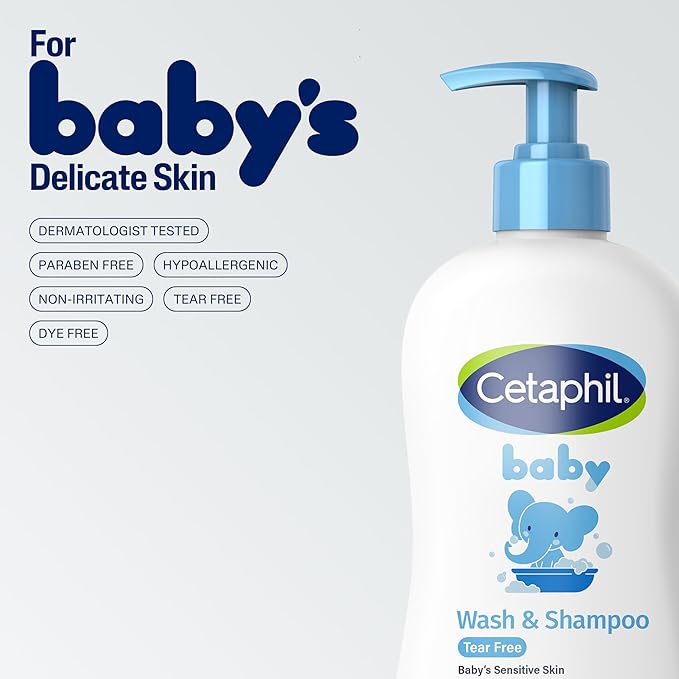 Cetaphil Baby Wash & Shampoo, 13.5oz Pack of 2, Hypoallergenic, Gentle Enough for Everyday Use, Soap Free