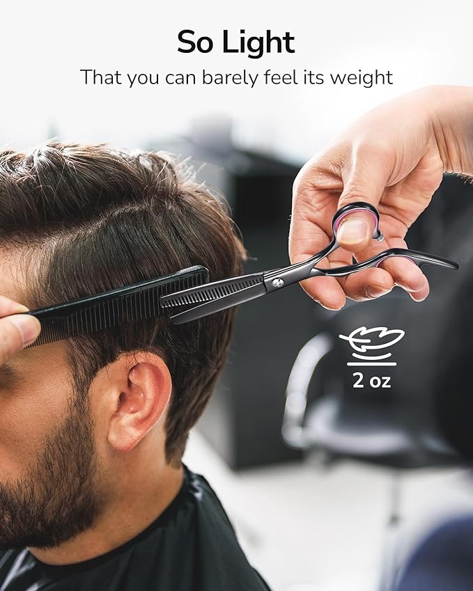 ULG Hair Thinning Scissors Professional Barber’s Texturizing Teeth Shears for Hairdressing, Salon and Home Use Thinning Shears for Hair Cutting, Made of Japanese Stainless Steel, 6.5 inch