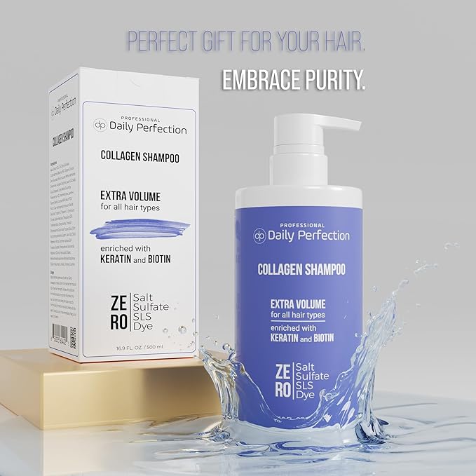 (dp) Collagen Shampoo – Boost Volume and Strength for Flat Hair – Clean + Salon-Grade Formula with Biotin & Keratin