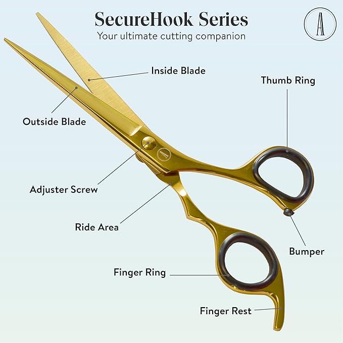 ANDUSTRIAL - Professional Hair Cutting And Thinning Scissors/Shears For Men/Women/Home/Salon - Premium High Carbon Steel Quality - Smooth And Sharp - 6.5 Inch, Gold