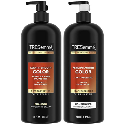 TRESemmé Shampoo and Conditioner, Keratin Smooth Color – Anti-Fade, Anti-Frizz Hair Products for Color-Treated Hair, 28 Oz Ea