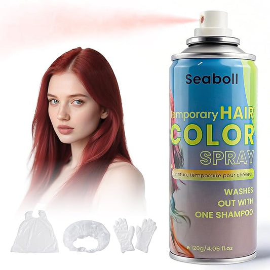 Red Hair Spray, Temporary Hair Color Spray for Kids Women Men– Safe Non Sticky Washable One Day Hair Dye Spray, Disposable Accessories Included, for Halloween Cosplay Party DIY Costume Pet Fun