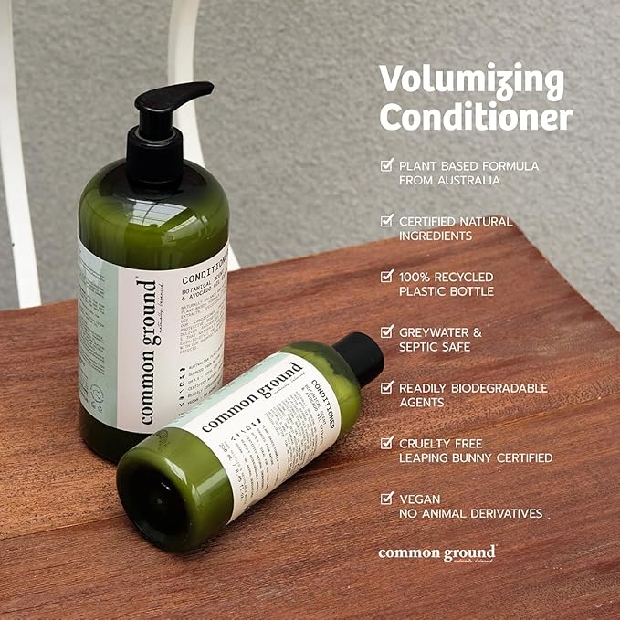 Common Ground Volumizing Natural Conditioner, Paraben and Cruelty Free, Vegan, Plant-Based, Botanical Magnolia Scent, Avocado Oil, pH5.5, Healthy Scalp, Shine, Color Safe for Men, Women