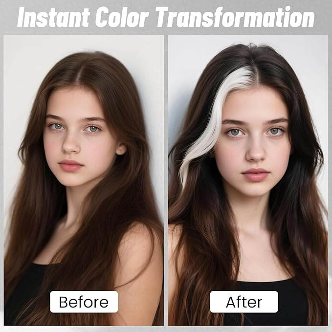 White Hair Spray, Temporary Hair Color Spray for Kids Women Men– Safe Non Sticky Washable One Day Hair Dye Spray, Disposable Accessories Included, for Halloween Cosplay Party DIY Costume Pet Fun