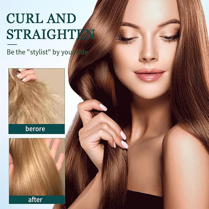 2 in 1 Mini Curling Iron, Hair Straightener, Dual Purpose Travel Curling Wand for All Hair Types Including Short & Long Hair, Portable Styling Tool with Constant Temperature (British Green)