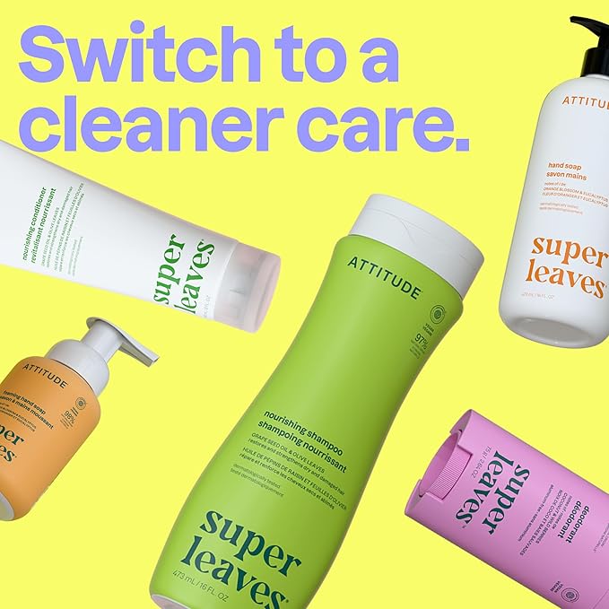 ATTITUDE Nourishing Shampoo for Curly Hair 3a – 3c with Moringa Oil, Vegan, Naturally Derived Ingredients, Provides Lightweight Moisture, 16 Fl Oz (Pack of 6)