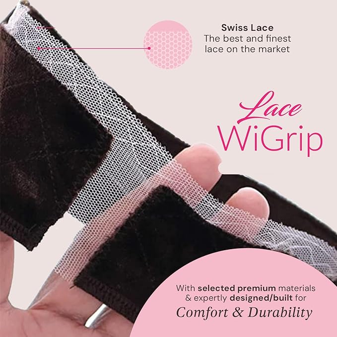 MILANO COLLECTION Lace WiGrip & Lace WigCap Combo, Premium Lace Wig Cap & Wig Band for Women, Adjustable, Reinforced Swiss Lace by HAIRLINE, Secure Velvet Headband, Chocolate Brown