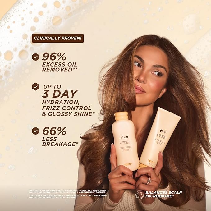 Gisou Honey Gloss Ceramide Therapy Hydrating Conditioner – Smooths, Detangles & Adds Shine with Mirsalehi Honey & Ceramides