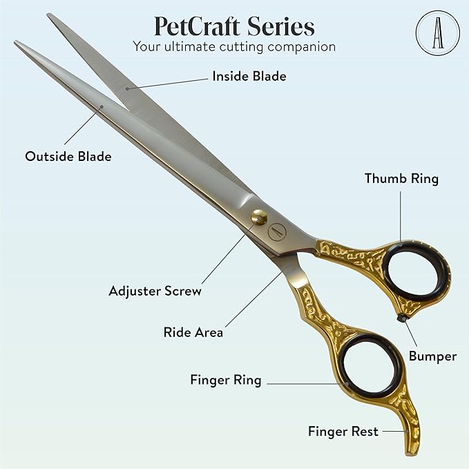 ANDUSTRIAL - Professional Hair Cutting Pet Grooming Scissors/Shears For Cats, Dogs - Premium Carbon Steel Quality - Smooth And Sharp - 8.5 Inch, Half Gold & Half Black