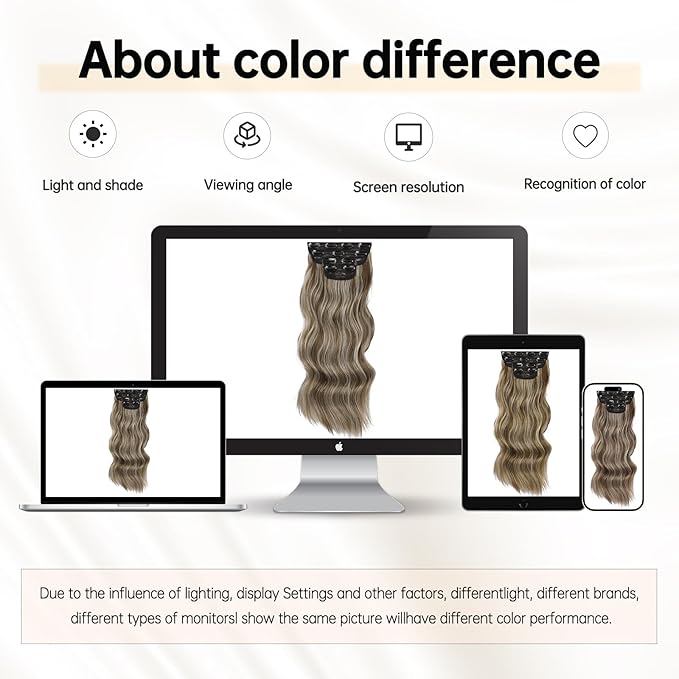 Vigorous Clip in Hair Extensions 4Pcs Light Ash Brown mixed Long Wavy Hair Extensions Clip Ins 20Inch Soft and Natural Synthetic Hairpieces for Women