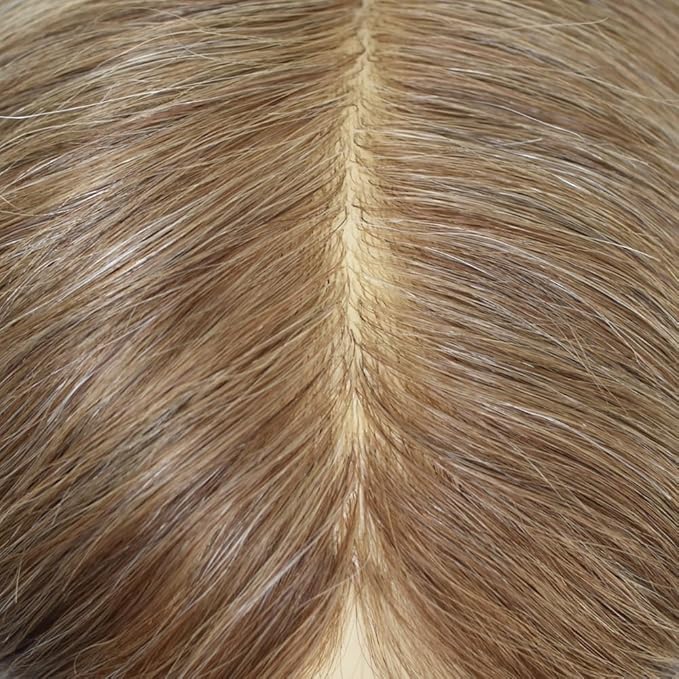 Toupee for Men Real Human Hair Swiss Lace Hairpiece for Men Hair Replacement System Poly Coated Mens Hairpieces Mens Hair System 6X9-120% Density 580# 5# MEDIUM LIGHT BROWN+80% GREY