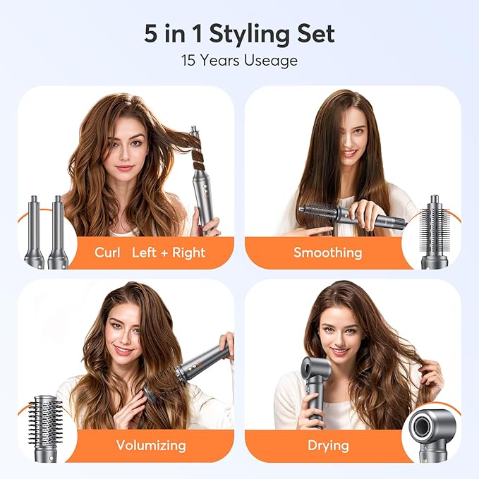 5 in 1 Air Wrap Hair Styler for Women - High-Speed Frizz-Free Hair Dryer Brush, Ion Fast Drying Auto Wrap Cruler, No Heat Damage Air Styler Wrap - Curl, Volumize, Straighten, Gift Idea