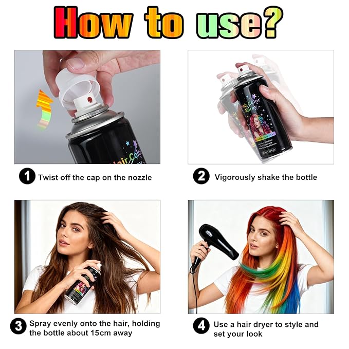 Temporary Hair Spray Color for Kids Women - One-Time Use Green Hair Spray, Vegan and Cruelty-Free Semi-Permanent Hair Color Dye (120ML, Fire Red)