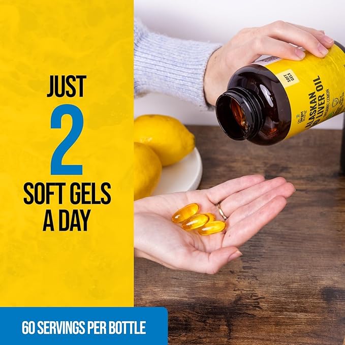 On Target Living Alaskan Cod Liver Oil 120 Soft Gels | Line Caught in The USA | Naturally Occurring Vitamin D | Rich in Omega 3 DHA/EPA