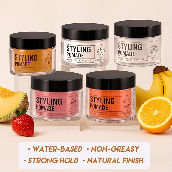 Water-Based Pomade for Men, Strong Flexible Hold, Natural Shine, Non-Greasy | Restyleable | Hair Pomade For Pompadour, Side Part, Slick Back | 3.53 Oz Sugar Melon Scent