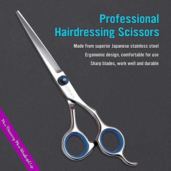 Stainless Steel Hair Cutting Scissors 6.5 Inch Hairdressing Razor Shears Professional Salon Barber Haircut Scissors, One Comb Included, Home Use for Man Woman Adults Kids Babies