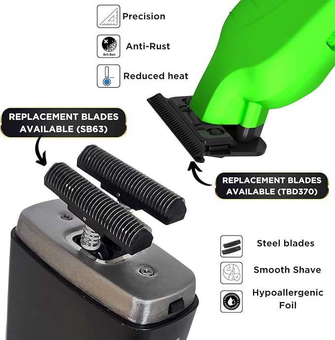 Supreme Trimmer Vader Trimmer & Crunch Foil Shaver Barber Haircutting Kit | Professional DLC T-Blade Beard Trimmer ST3778 & STF602 Waterproof IPX6 Shaver Set | (Acid)