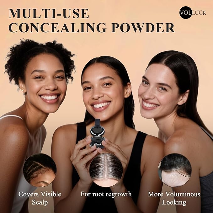 VOLLUCK Hairline Powder Instantly, Root Touch up Powder Hair Color Upgraded, Grey Root Cover up Conceals Hair Loss, Hairline Shadow for Women & Men for Thinning Hair Natural, Sweatproof (Light Brown)