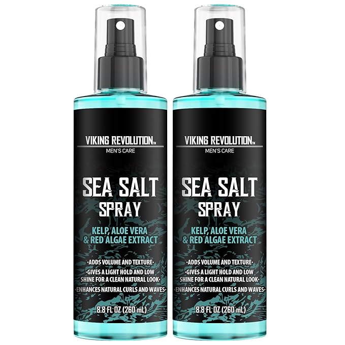 Viking Revolution Sea Salt Spray for Hair Men - Hair Texturizing Sprays with Kelp, Aloe Vera & Red Algae Extract - Surf Sprays to Add Volume and Texture- Sea Salt for Men Beach Hair Spray (2 pack)