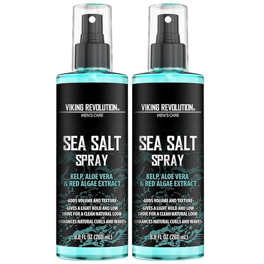 Viking Revolution Sea Salt Spray for Hair Men - Hair Texturizing Sprays with Kelp, Aloe Vera & Red Algae Extract - Surf Sprays to Add Volume and Texture- Sea Salt for Men Beach Hair Spray (2 pack)