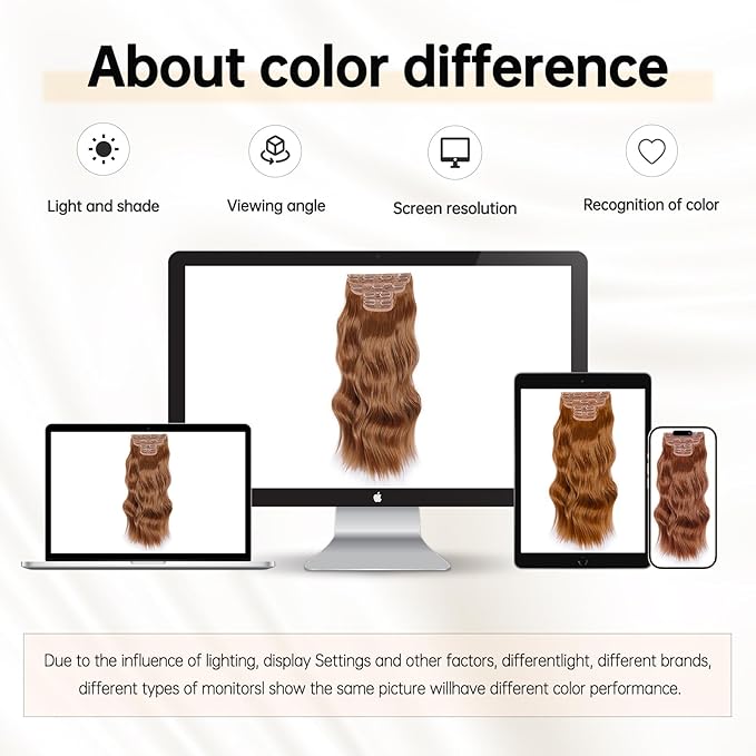 Vigorous Clip in Hair Extensions 4Pcs Long Wavy Hairpieces 20Inch Hair Extensions Clip Ins Soft Synthetic Hairpieces for Women （Orange Auburn）