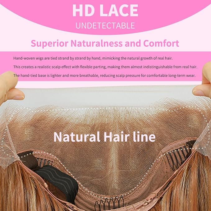 13x4 Synthetic Lace Front Wigs Pre Plucked 26 Inch Long Layered Ginger Straight Wigs For Women 100% Futura Premium Fiber Ready to Wear Wig With Bangs Beginner Friendly Daily Party Use