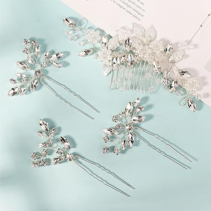 Wedding Hair Accessories Bridal Hair Pins Pearl Crystal HairPieces for Brides Vintage Decorations for Bridesmaids
