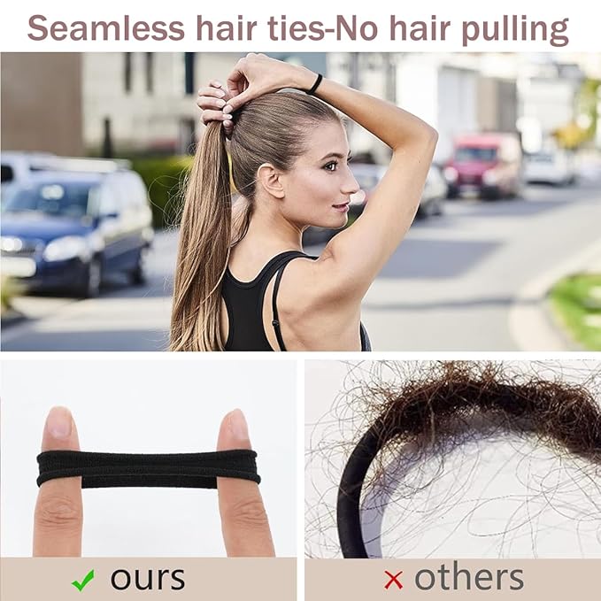 100 PCS Hair Ties No Damage For Women Girls Men Kids Toddler - Soft Seamless Hair Ties For Thin & Fine Curly Hair - Brown Rubber Bands For Hair No Pull Ponytail Holder