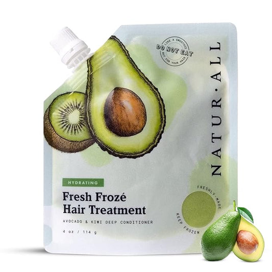 NaturAll 4 Oz. Deep Conditioning Hair Mask - Hydrating Ice Cream Treatment for Dry, Damaged Hair Growth - Ideal for All Hair Types (Avocado & Kiwi)