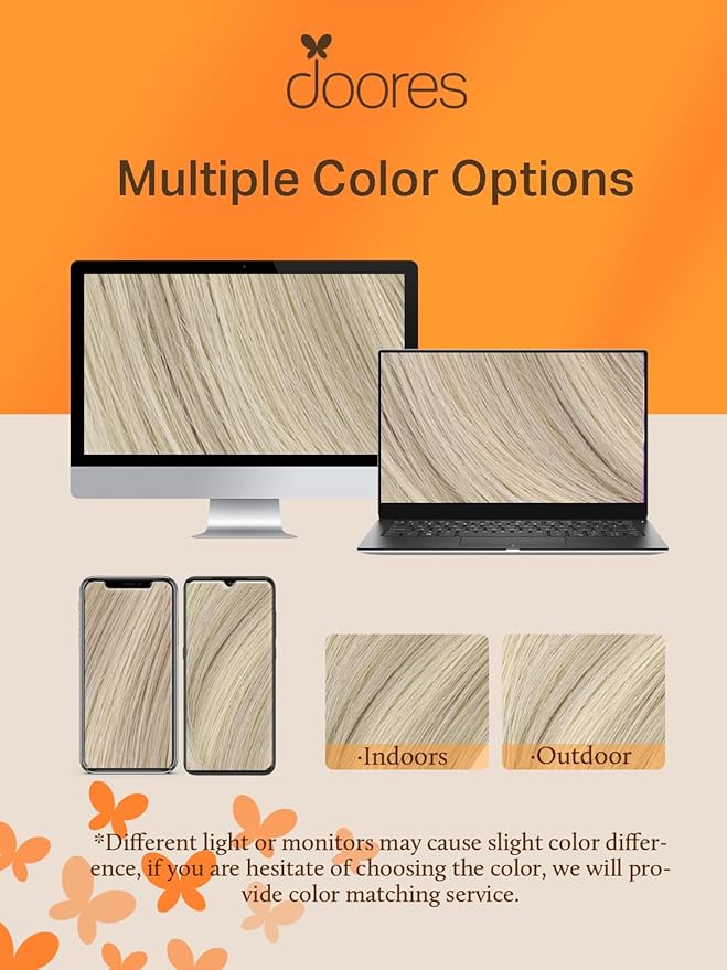 DOORES Tape in Human Hair Extensions - Ash Blonde Highlighted Platinum Blonde, 22 Inch, 30g, 10pcs - Straight Real Hair Tape-ins