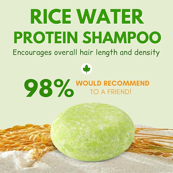 Muun Rice Water Shampoo and Conditioner Bar - Strengthening & Volumizing Solid Soap Bars, Clarifying Shampoo For Oily Hair & Scalp, pH Balanced, Sulfate & Silicone Free