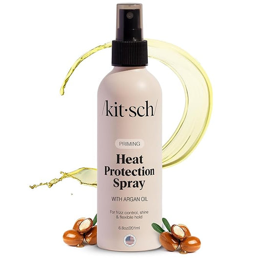 Kitsch Heat Protection Spray for Hair – Heat Protectant for Hair with Argan Oil – Styling Hair Spray for Frizz Control, Shine & Damage Protection – Protects Strands | Ideal Gifts for Women – 6.8oz