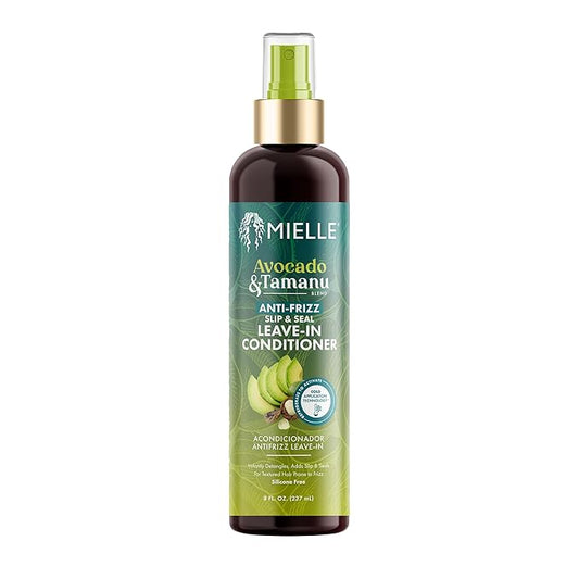 Mielle Organics Avocado & Tamanu Hair Leave In Conditioner Spray for Frizz Control - Smoothing Detangler & Anti Frizz Treatment for Dry, Damaged Styles - Nourishes Scalp for Soft, Shiny Strands - 8 oz