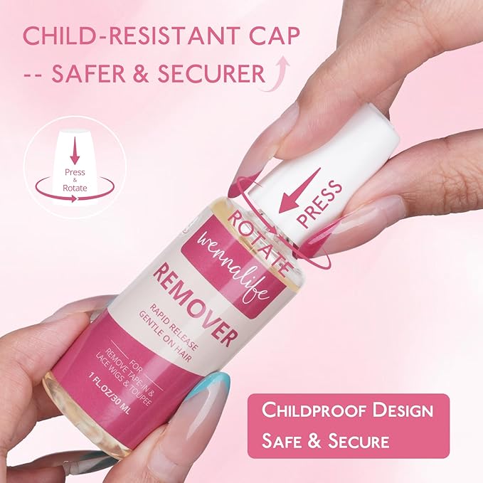 WENNALIFE Tape in Extension Remover, 1 FL.OZ. (30 ML) Fast-Acting Wig Glue Remover, Adhesive Remover Lace Glue Gentle Effective Citrus-Fresh Remove Toupee Tape in Hair Extensions