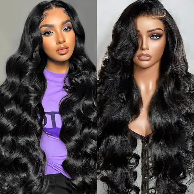 13x6 Lace Front Wigs Human Hair Pre Plucked 200% Density Body Wave HD Transparent Lace Frontal Wigs For Women Natural Color Glueless Wigs with Baby Hair 26 Inch