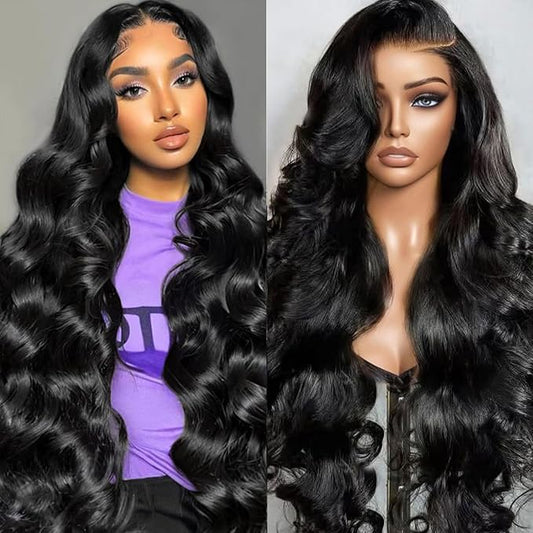 13x6 Lace Front Wigs Human Hair Pre Plucked 200% Density Body Wave HD Transparent Lace Frontal Wigs For Women Natural Color Glueless Wigs with Baby Hair 26 Inch