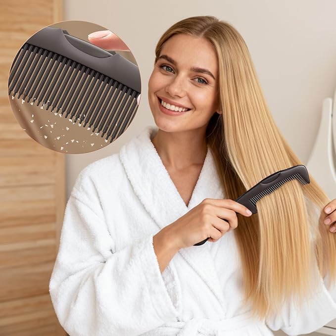 Dandruff Comb 2PC Upgraded Fine Tooth Scalp Detox Comb Lice for Women, Men & Kids Scalp Detoxing, Sweep & Massage Hair Brush Tool with Elegant Box for Hair Care (Brown)