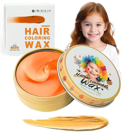 Temporary Orange Hair Color Wax for Kids, Women, Men - Washable Styling Mud, Instant Coloring Gel Cream for Girls, Boys, Teens - DIY Dye for Cosplay, Halloween, Children's Day