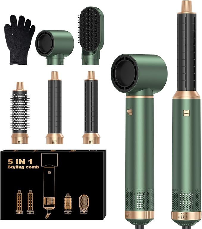 5 in 1 Blow Dryer Brush, Upgrade Hair Dryer Brush Set Negative Ion Air Styler Curling Wrap Air Curler, Hot Air Brush Curling Iron Hair Styling Tools As A Gift for Straight/Curl/Dry/Smooth
