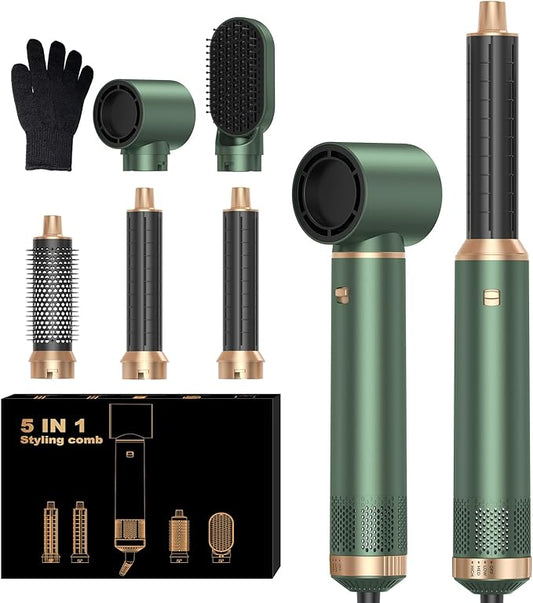 5 in 1 Blow Dryer Brush, Upgrade Hair Dryer Brush Set Negative Ion Air Styler Curling Wrap Air Curler, Hot Air Brush Curling Iron Hair Styling Tools As A Gift for Straight/Curl/Dry/Smooth