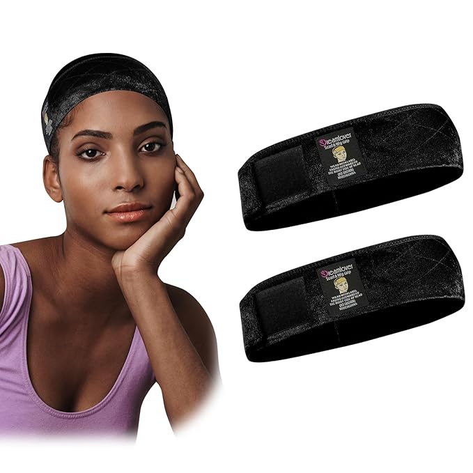 Dreamlover Wig Grip Band, Headband for Keeping Wigs in Place, Black, 2 Pieces
