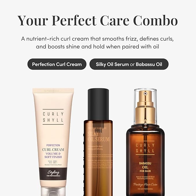 CURLYSHYLL Perfection Curl Cream | Enhancing & Setting Cream for Waves & Curls | Anti-Frizz Moisture Styling Cream | 150ml