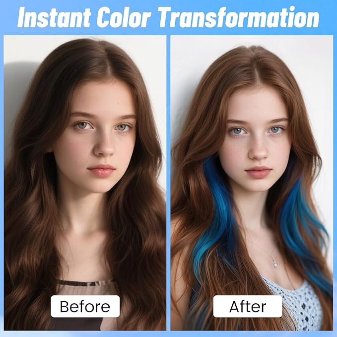 Blue Hair Spray, Temporary Hair Color Spray for Kids Women Men– Safe Non Sticky Washable One Day Hair Dye Spray, Disposable Accessories Included, for Halloween Cosplay Party DIY Costume Pet Fun